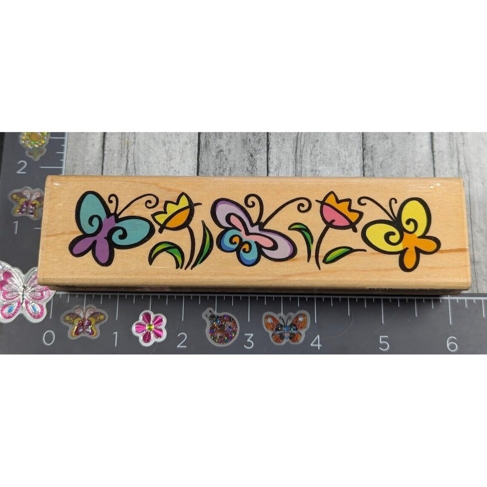 Stampendous Beaucoup Des Papillons Butterflies EL014 Rubber Stamp Wood #E26